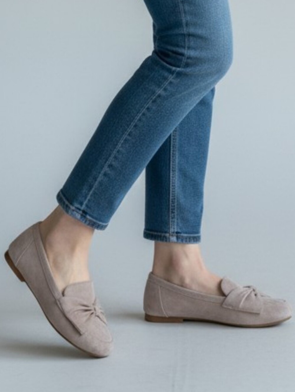 Jellypop Taupe "Azari" Flat Loafers W/Large Bow